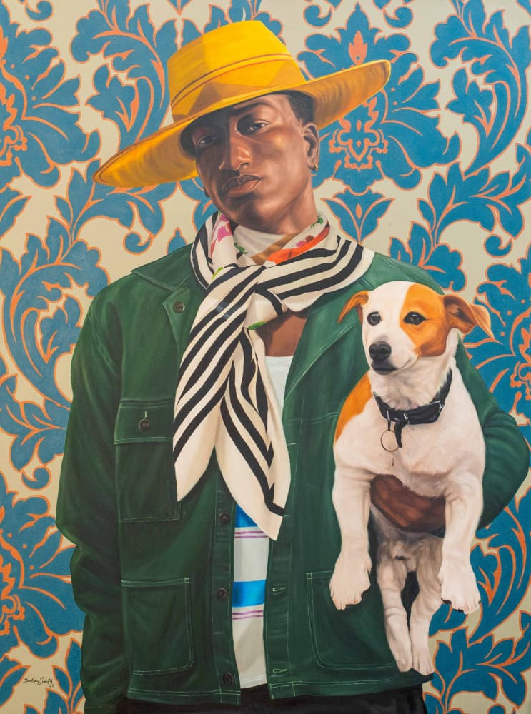 Stylish Man and Dog by Damilare Jamiu — canvas wall art