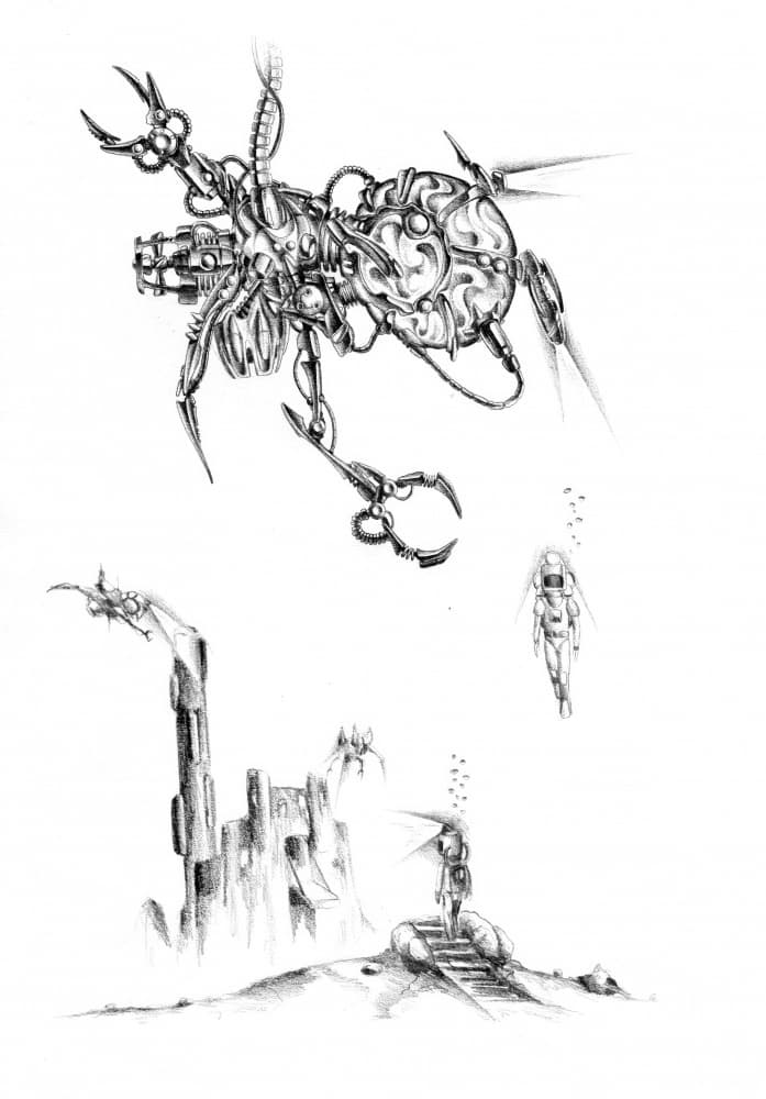 Alien Creature Deep Dive by Kulik — canvas wall art
