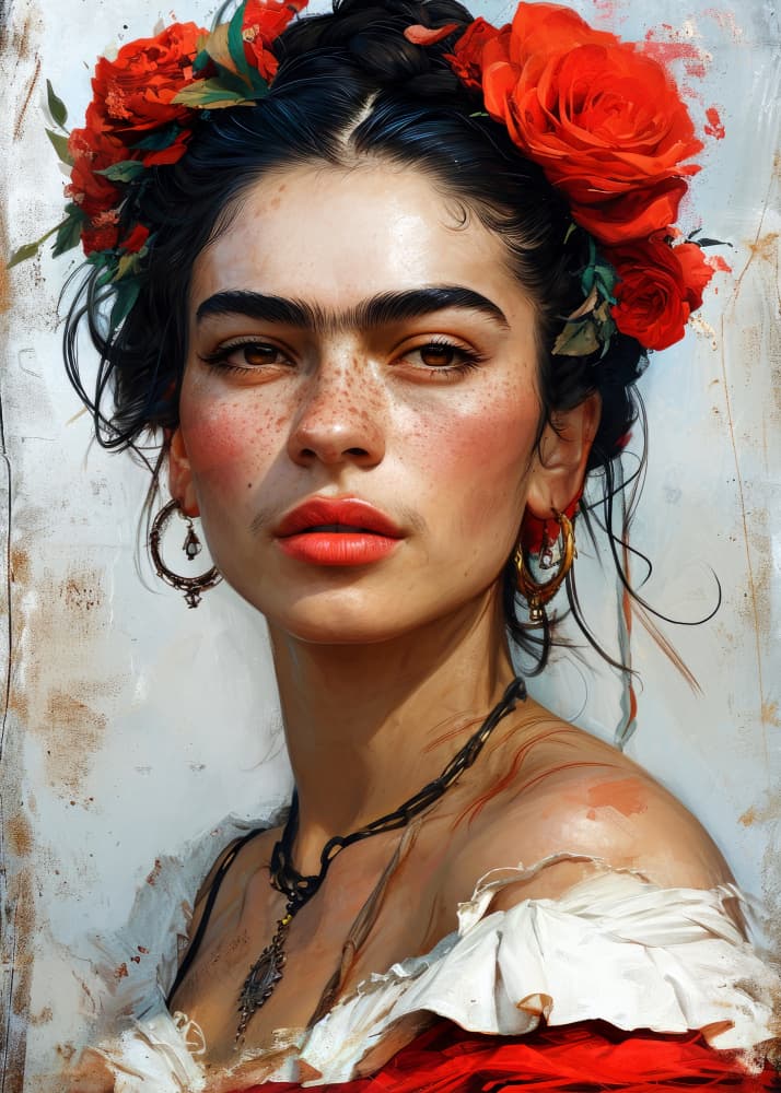 Woman With Floral Crown by Justyna Jaszke — canvas wall art