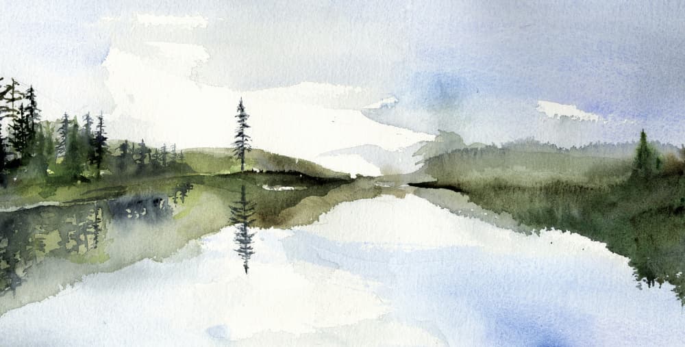 Serene Lake Reflection by RodMacIver — canvas wall art