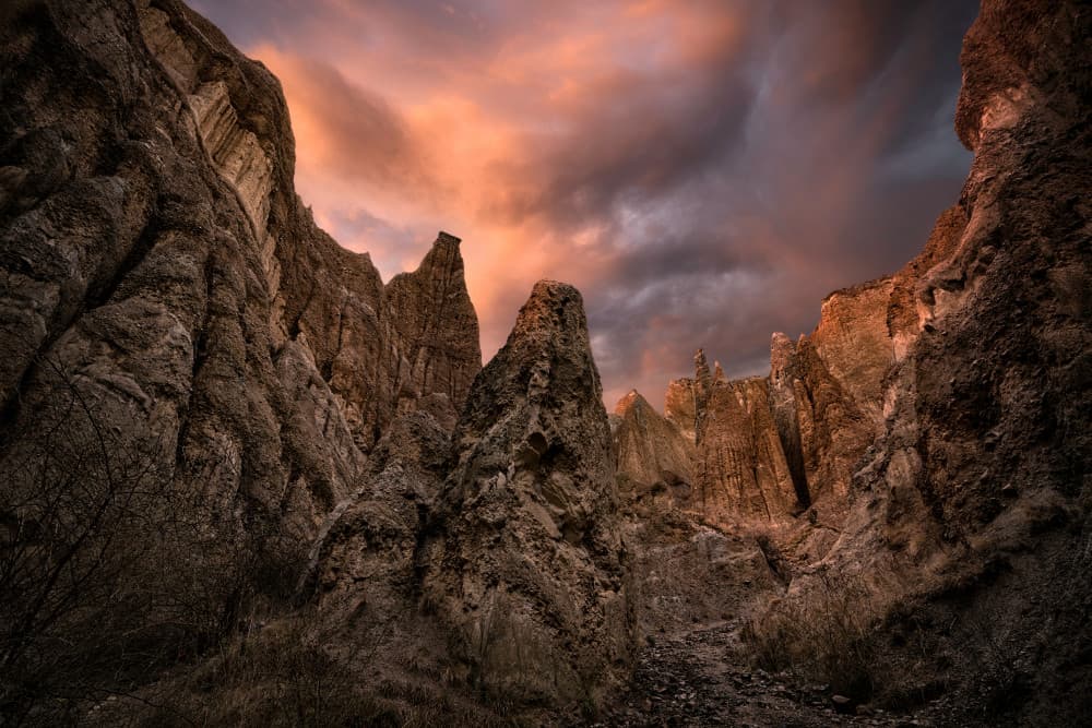 Badlands Sunset Peaks by Jingshu Zhu — canvas wall art