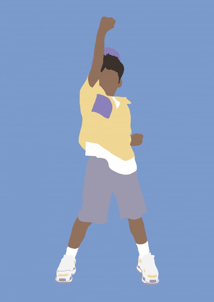 Vibrant Dancing Kid by Tine Taler — canvas wall art