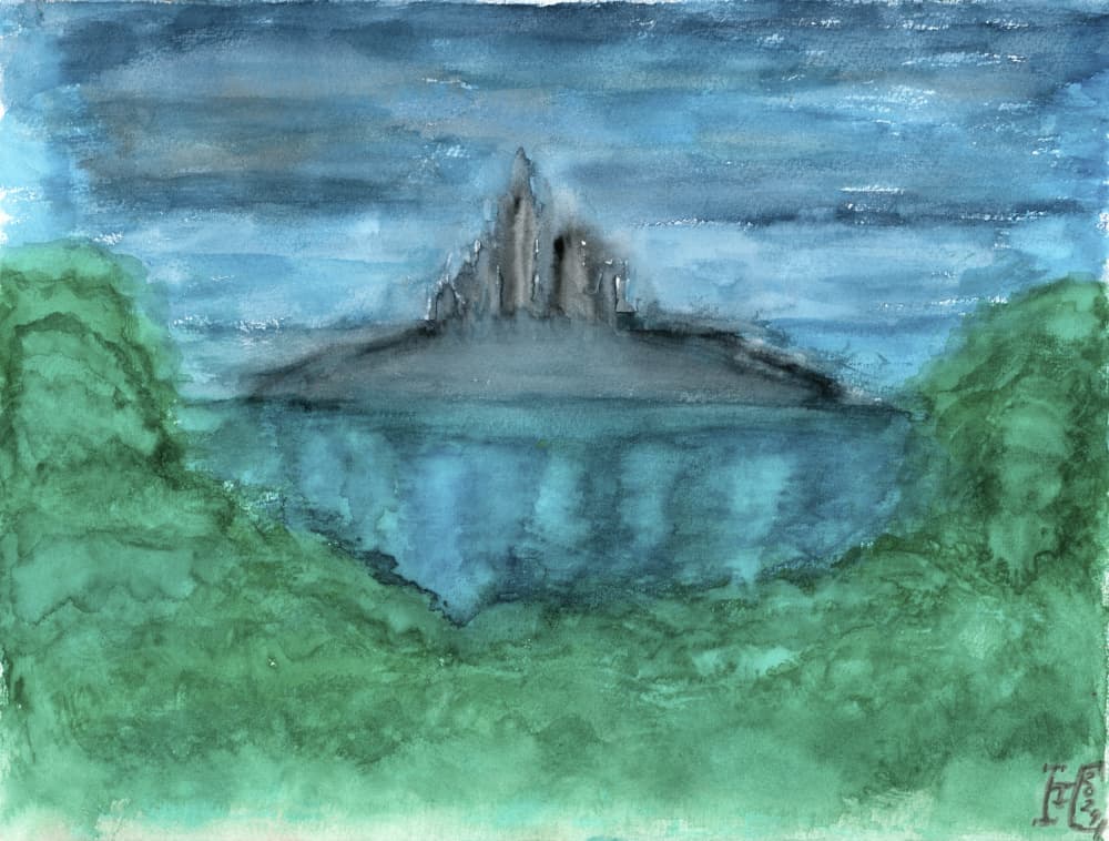 Dark Island Castle by Tim Hoinkis — canvas wall art
