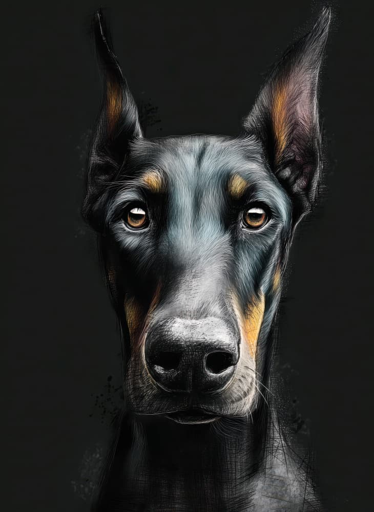 Regal Doberman Portrait by Justyna Jaszke — canvas wall art