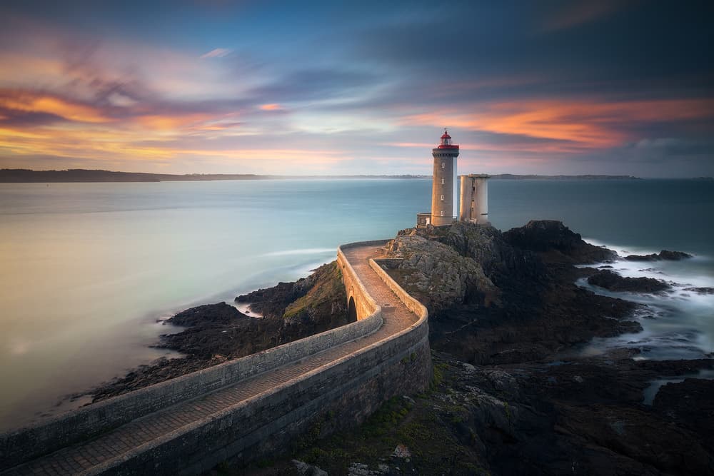 Coastal Lighthouse Path Sunset by Fiorenzo Carozzi — canvas wall art