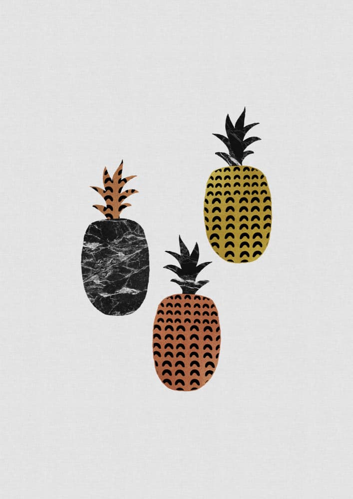 Tropical Pineapple Trio by Orara Studio — canvas wall art