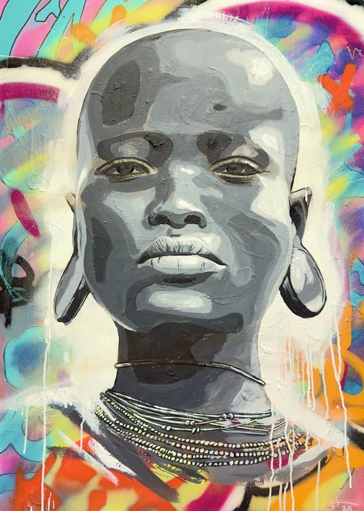 Tribal Graffiti Portrait by Suzan Habib — canvas wall art