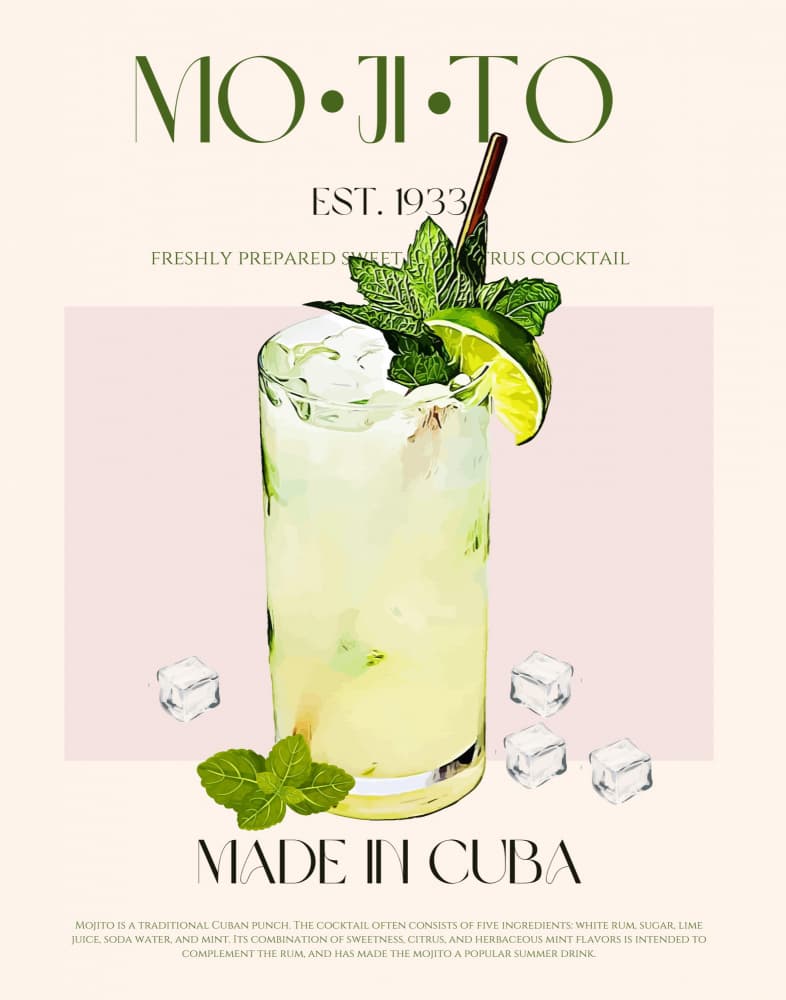 Refreshing Mint Mojito by Nazma Khokhar — canvas wall art