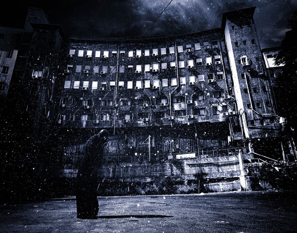 Dark City Solitude by Yuri Shepelev — canvas wall art