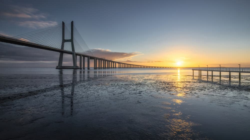 Golden Hour Bridge by Tomás Hueso Marco — canvas wall art
