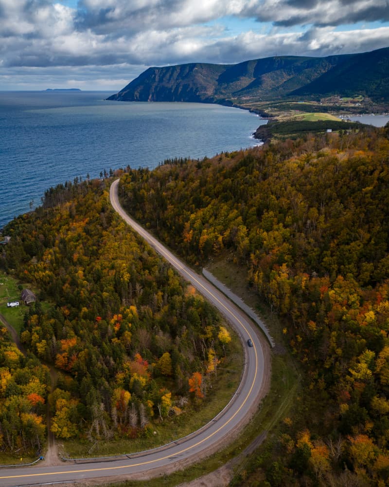 Winding Autumn Coastal Road by Ambar Saha — canvas wall art