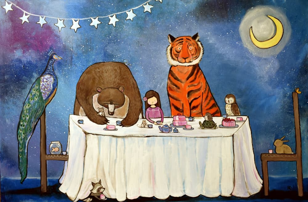 Starry Night Tea Party by Andrea Doss — canvas wall art