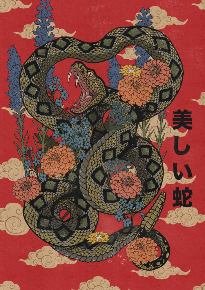 Beautiful Japanese Snake by Nicholas — canvas wall art