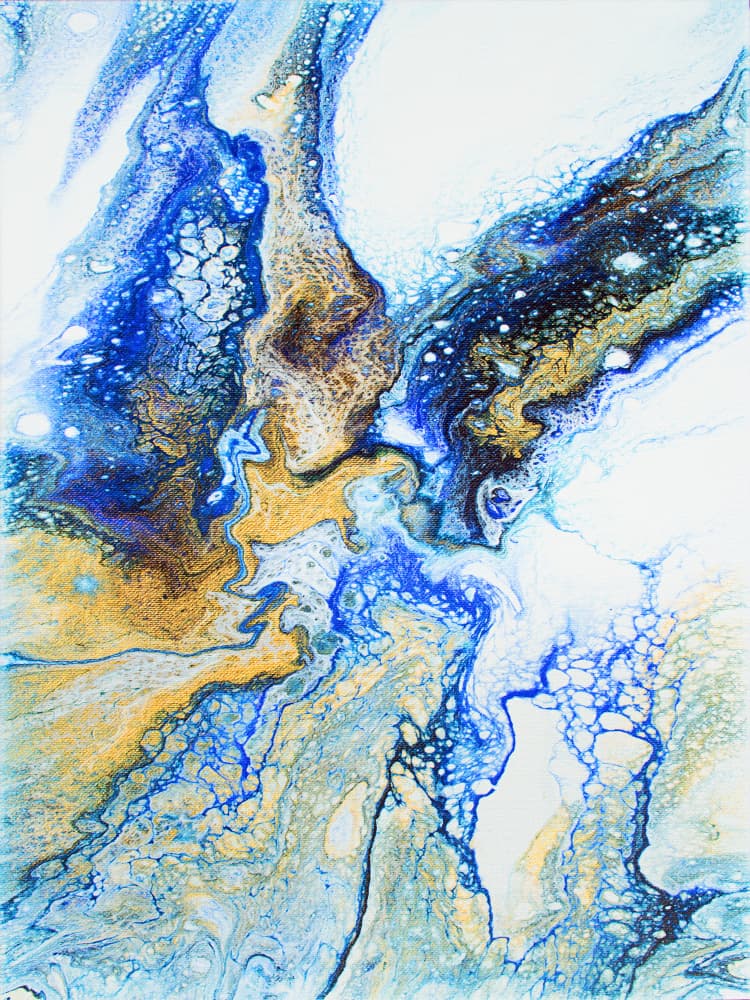 Golden Blue Flow by Alyson Storms — canvas wall art