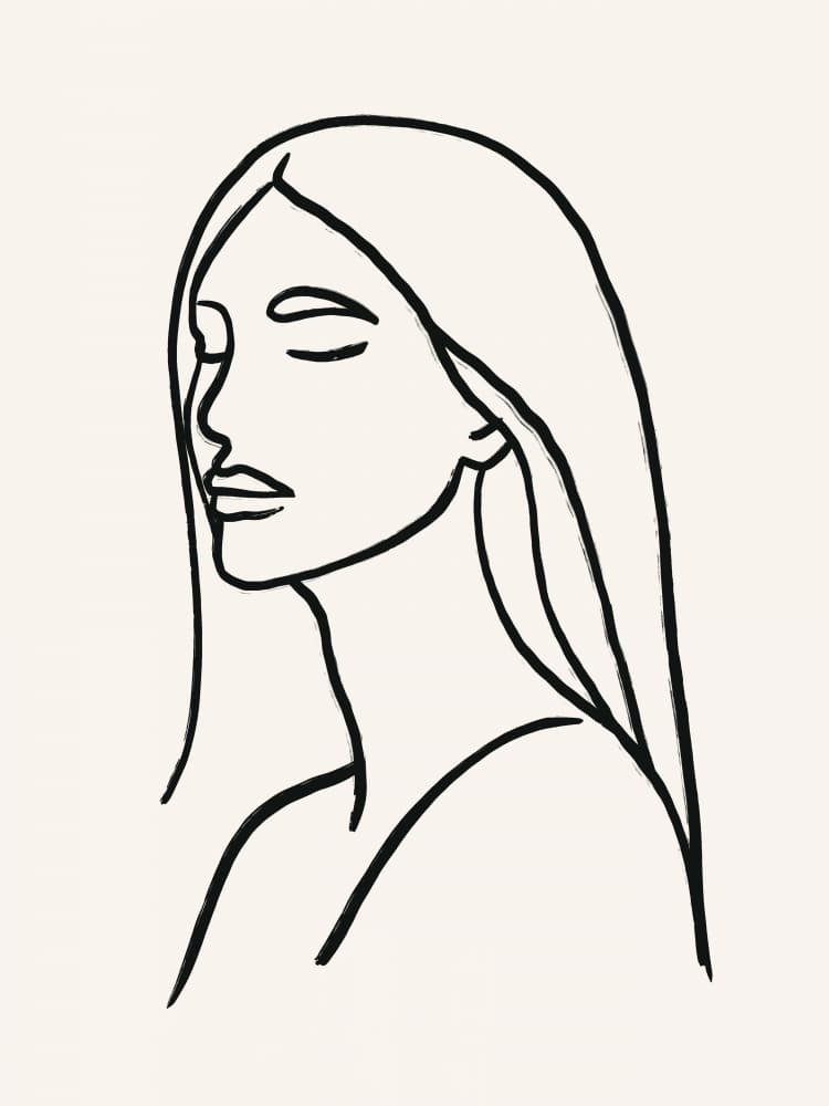 Serene Profile Drawing by Little Dean — canvas wall art