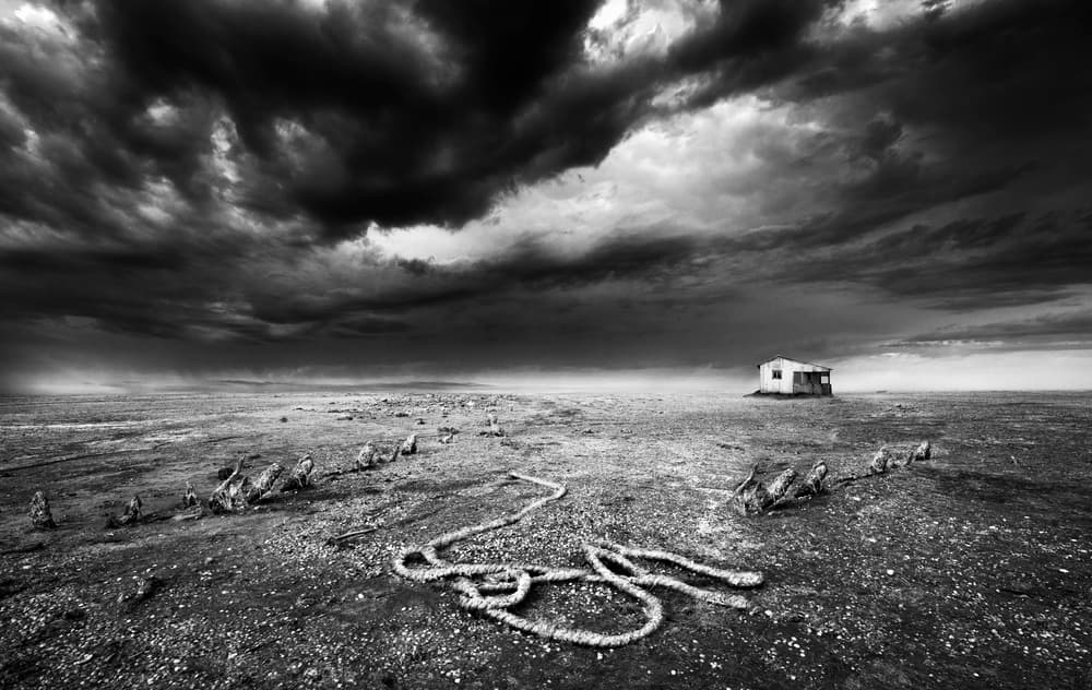 Desolate Shack Stormy Sky by Maurits De Groen — canvas wall art