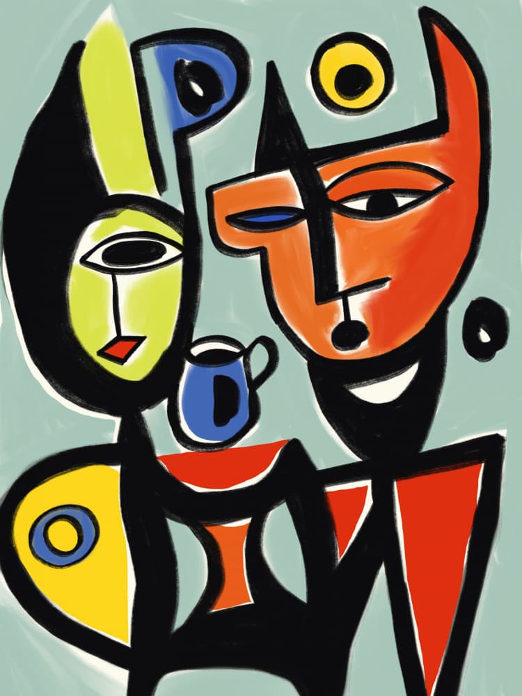 Cubist Coffee Duo by Little Dean — canvas wall art