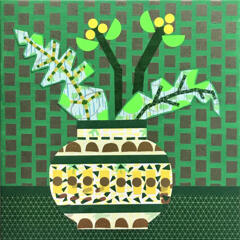 Geometric Green Plants by David Galan — canvas wall art