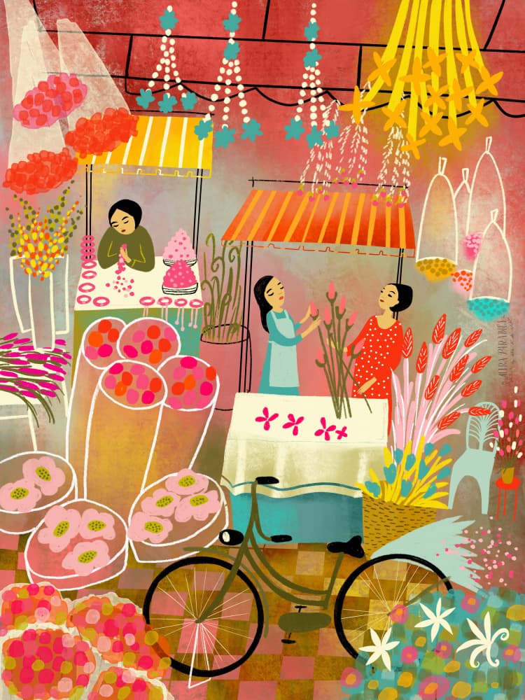 Asian Flower Market by uta krogmann — canvas wall art