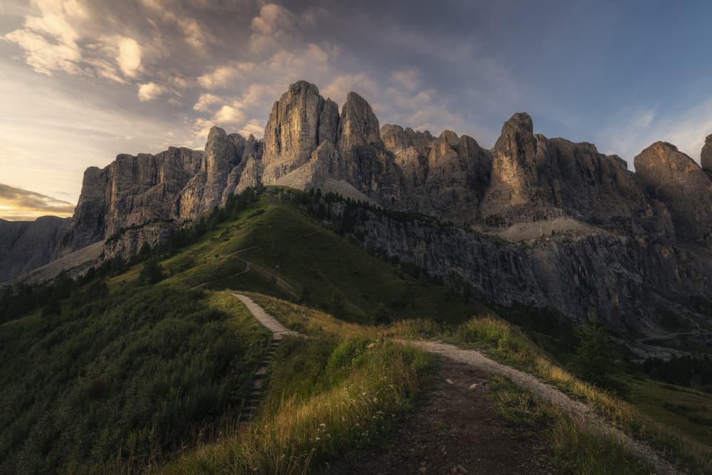Golden Alpine Trail by Oskar Baglietto — canvas wall art