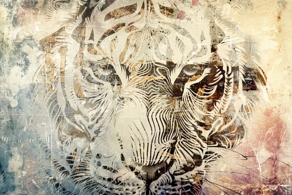 Wild Tiger Grunge by Rafal Kulik — canvas wall art