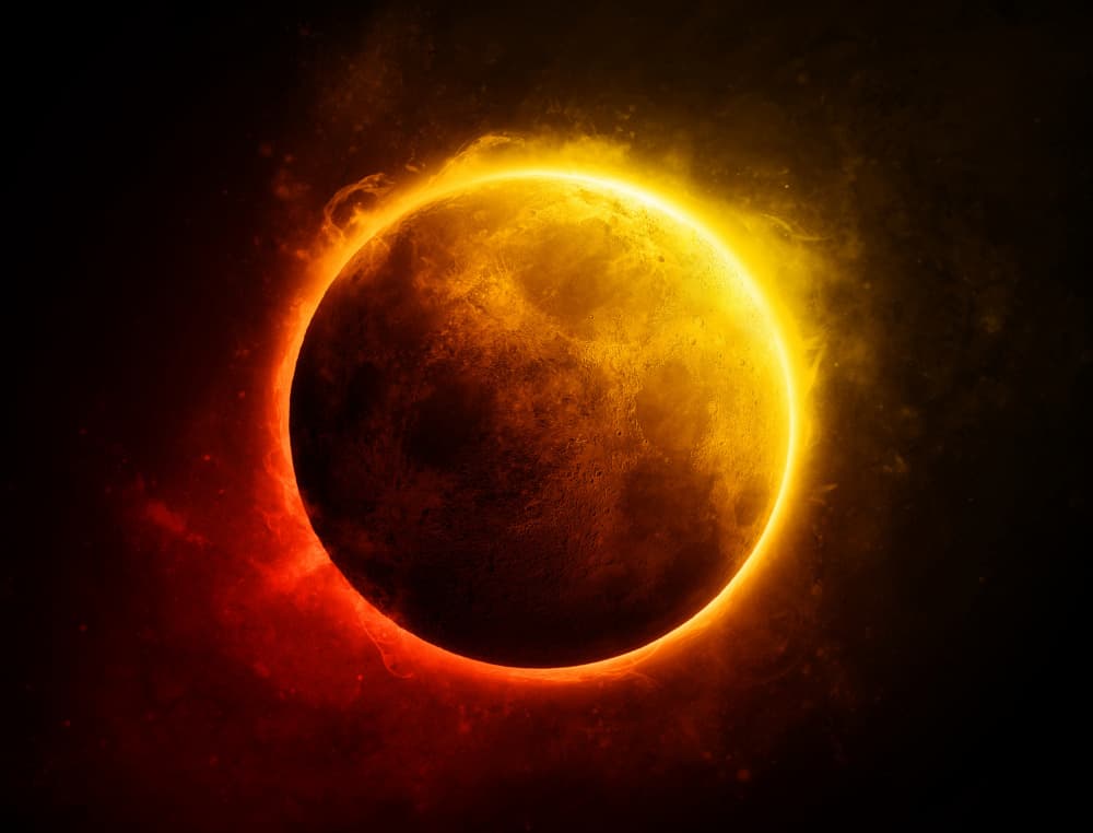 Fiery Cosmic Eclipse by kazutoshikawakami — canvas wall art