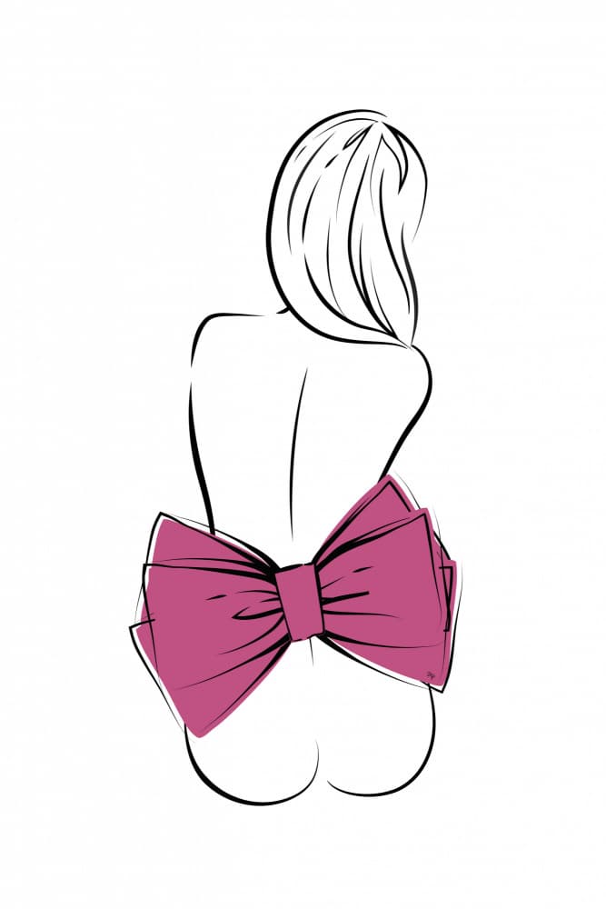 Elegant Back Pink Bow by Martina — canvas wall art