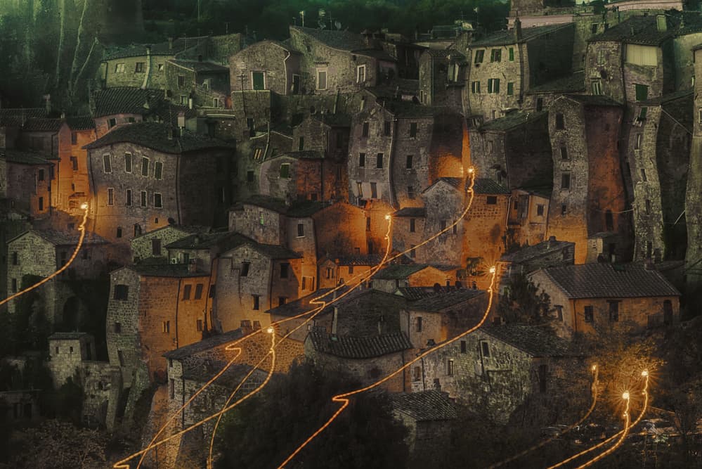 Magical Night Village by Todor Tanev — canvas wall art
