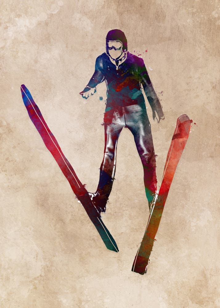 Colorful Ski Jumper by Justyna Jaszke — canvas wall art