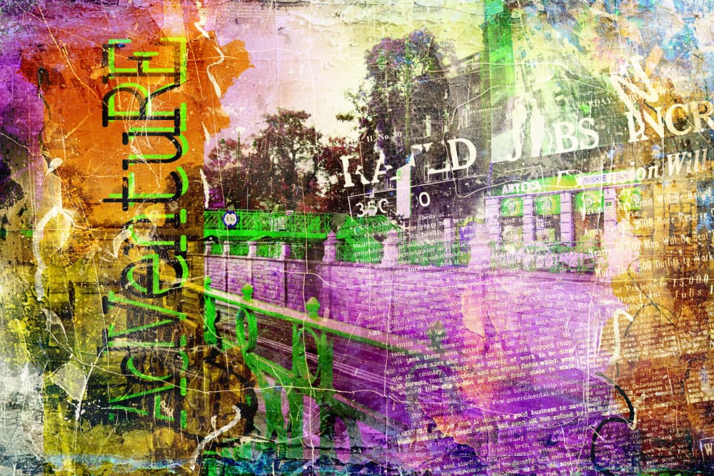 Vibrant City Collage by Rafal Kulik — canvas wall art