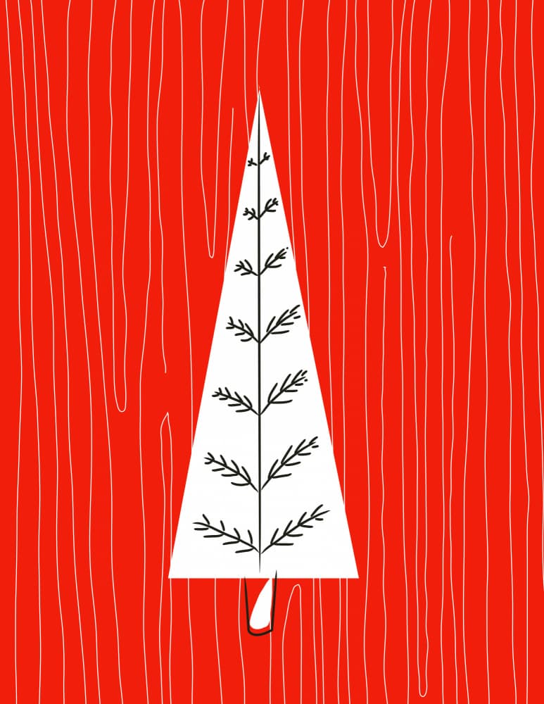 Minimalist Red Christmas Tree by Nicholas — canvas wall art