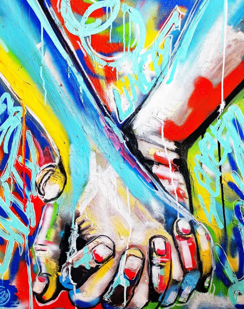 Graffiti Hands Connected by Suzan Habib — canvas wall art