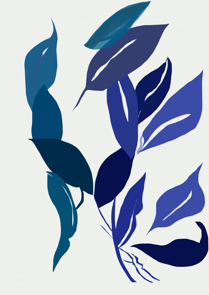Abstract Blue Botanicals by casa cartissi — canvas wall art