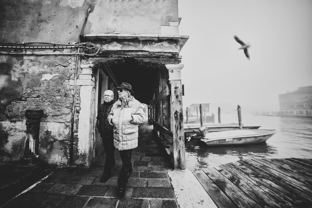 Two Men Venice Fog by Samir Pajic — canvas wall art