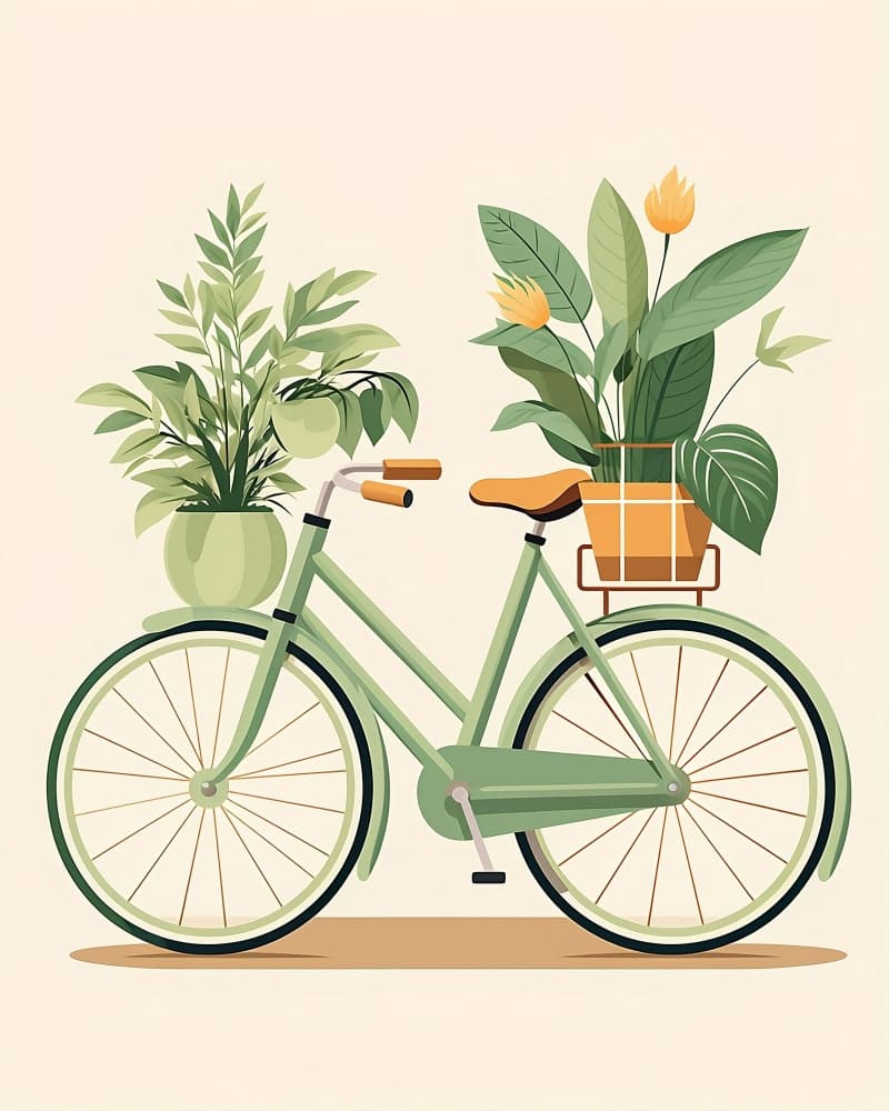 Botanical Bicycle Ride by Emiliano Deificus — canvas wall art