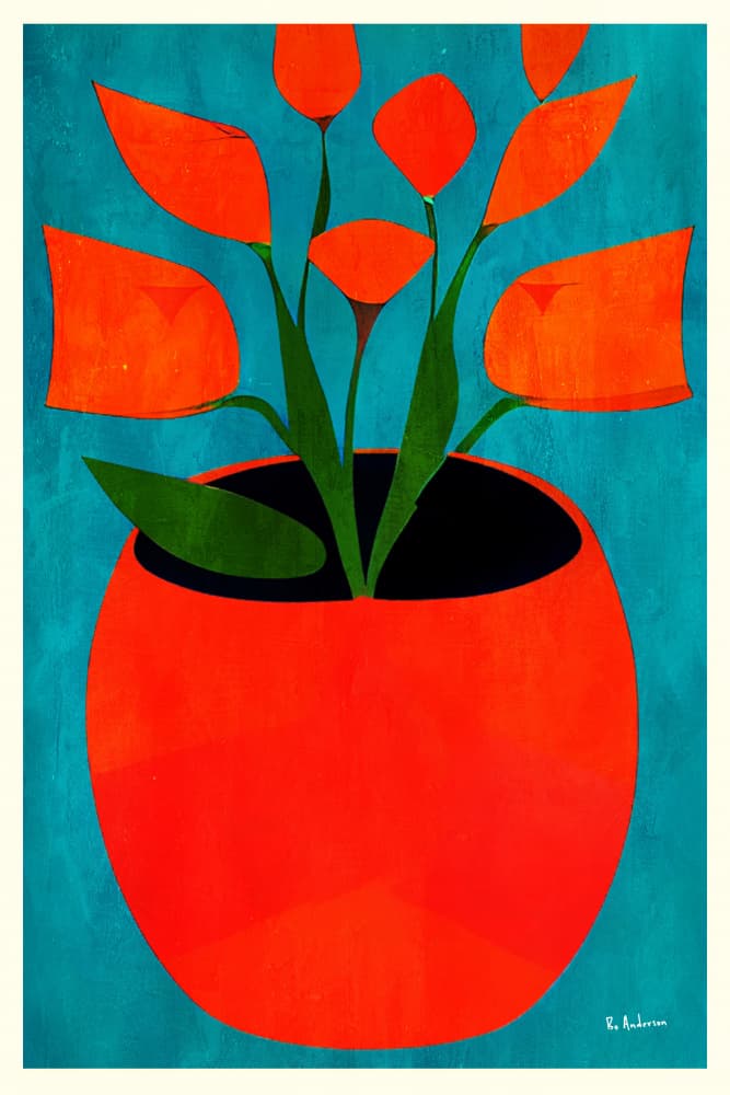 Vibrant Potted Flowers by Bo Anderson — canvas wall art