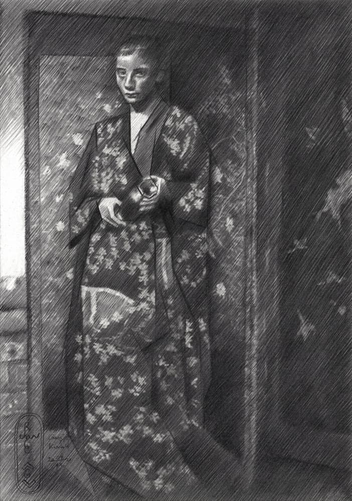 Elegant Japanese Kimono Woman by Corné Akkers — canvas wall art