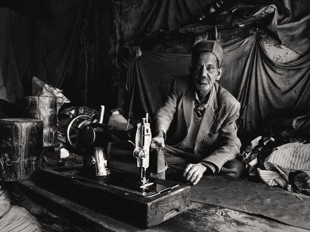 Vintage Tailor Portrait by Nilesh J. Bhange — canvas wall art