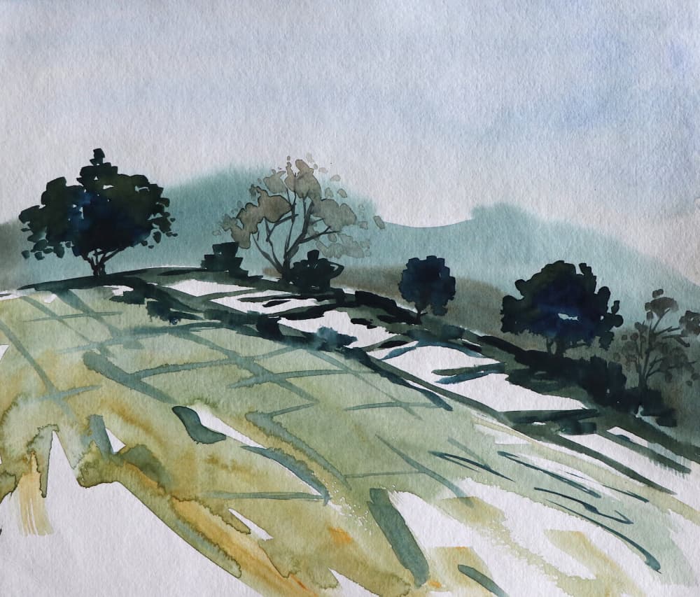 Quiet Hillside Landscape by Santhosh ch — canvas wall art