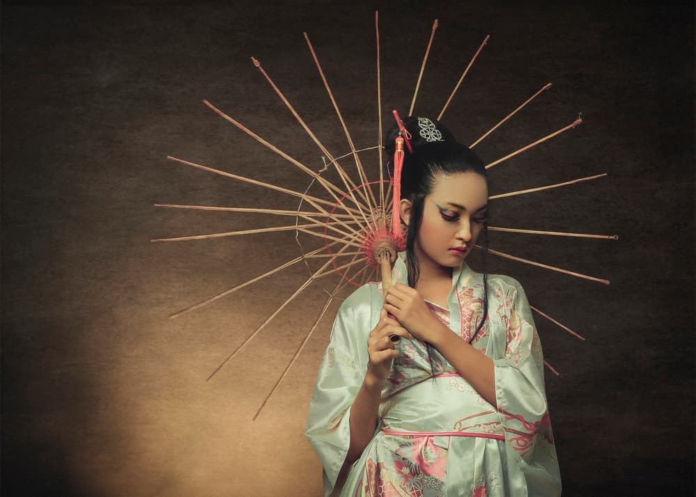 Graceful Kimono Portrait by Djayent Abdillah — canvas wall art