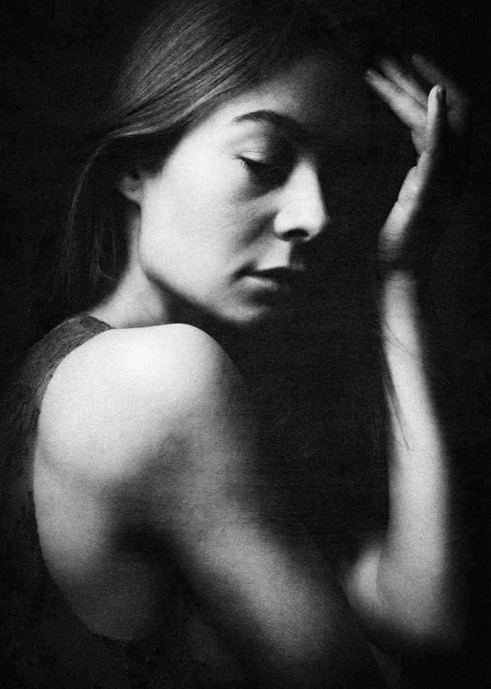 Pensive Woman Profile by Christian Kurz — canvas wall art