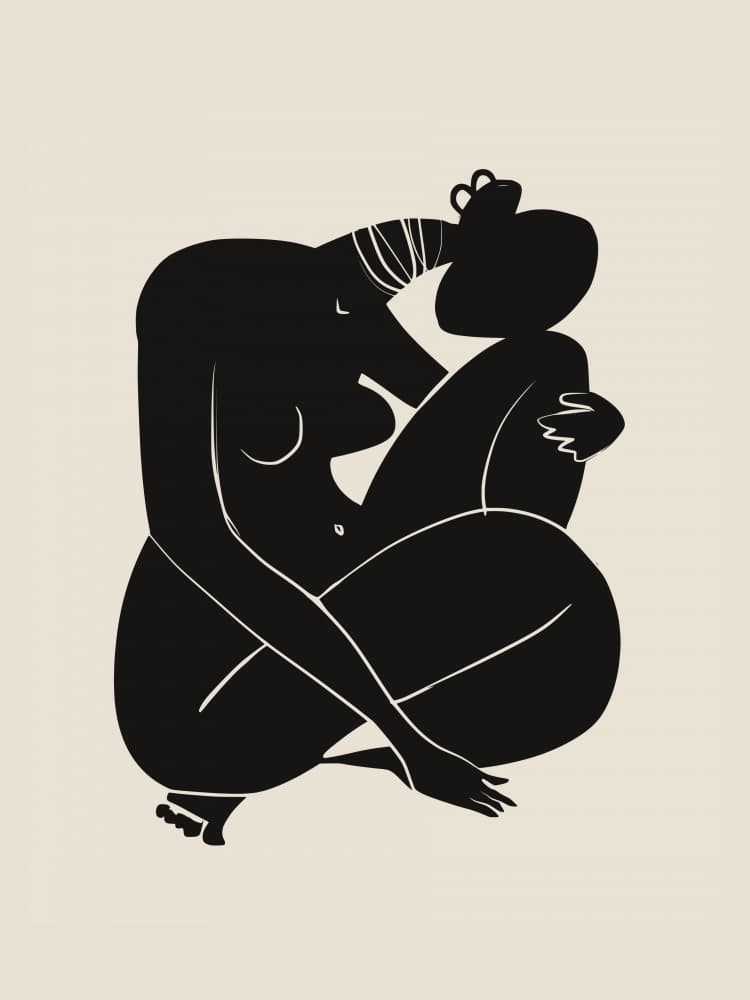 Tender Female Embrace by Little Dean — canvas wall art