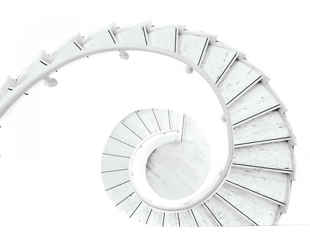 White Spiral Staircase by Asmaa ElTouny — canvas wall art