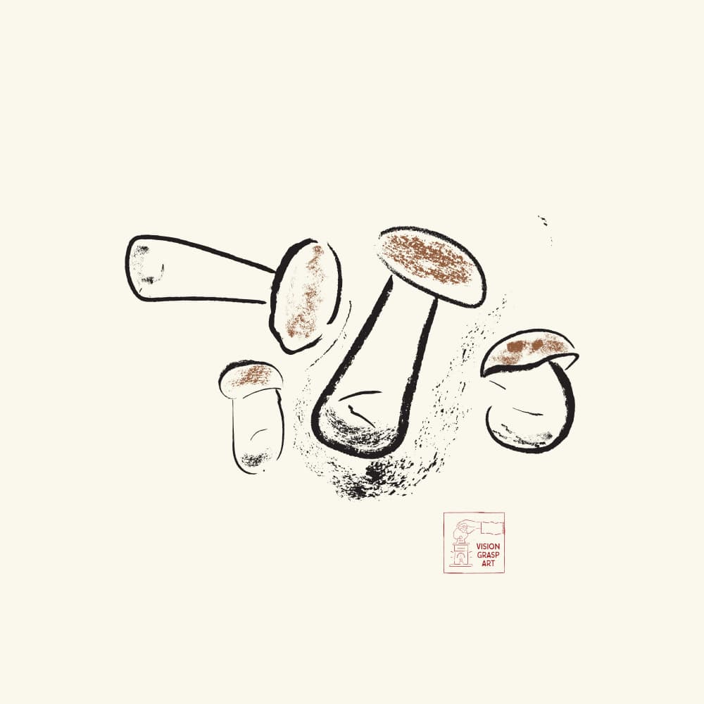 Earthy Mushroom Sketches by The Creating Mind — canvas wall art
