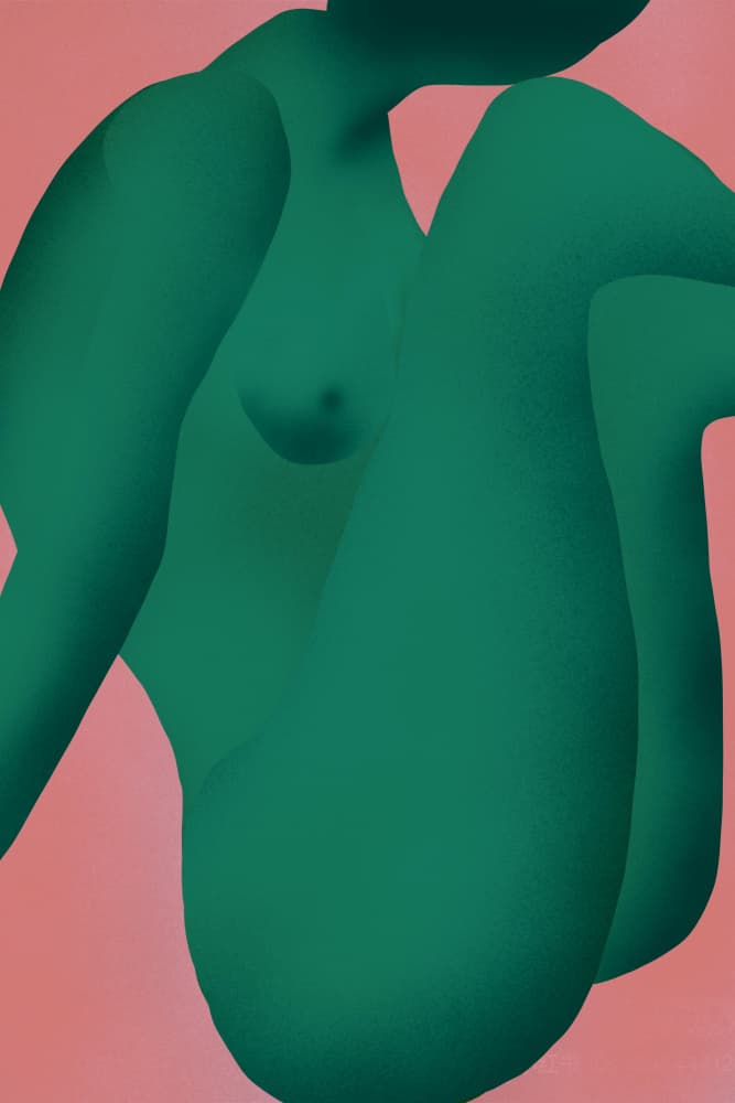 Green Nude Figure by Little Dean — canvas wall art