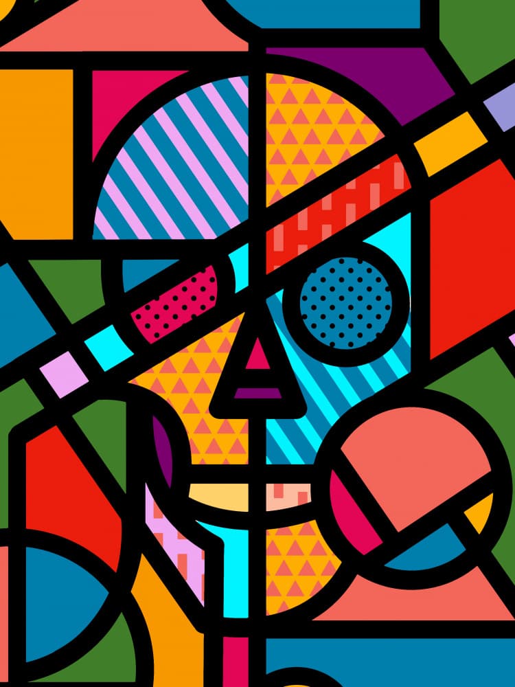 Colorful Geometric Skull by Ali Gulec — canvas wall art