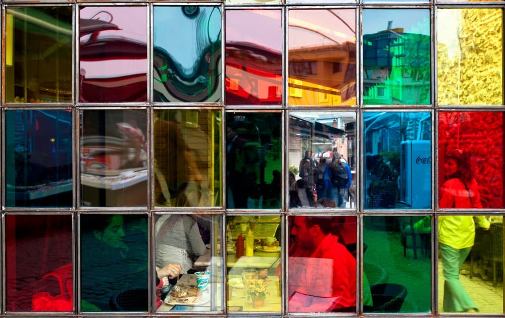 Vibrant Window Reflections by Nurten Öztürk — canvas wall art