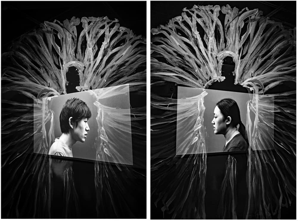 Intertwined Human Profiles by Parole Kim — canvas wall art