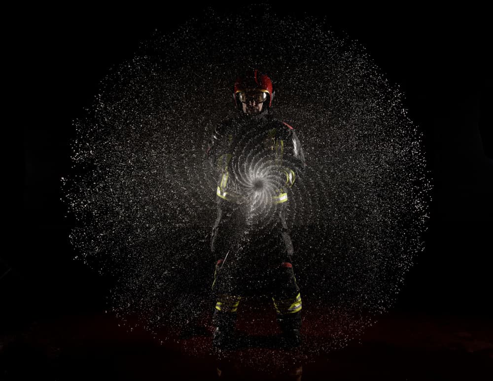 Firefighter Water Swirl by Rayco — canvas wall art