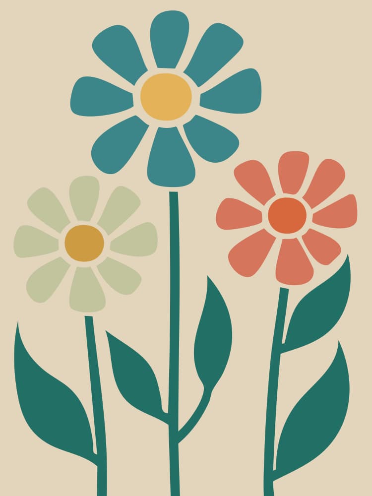 Colorful Retro Flowers